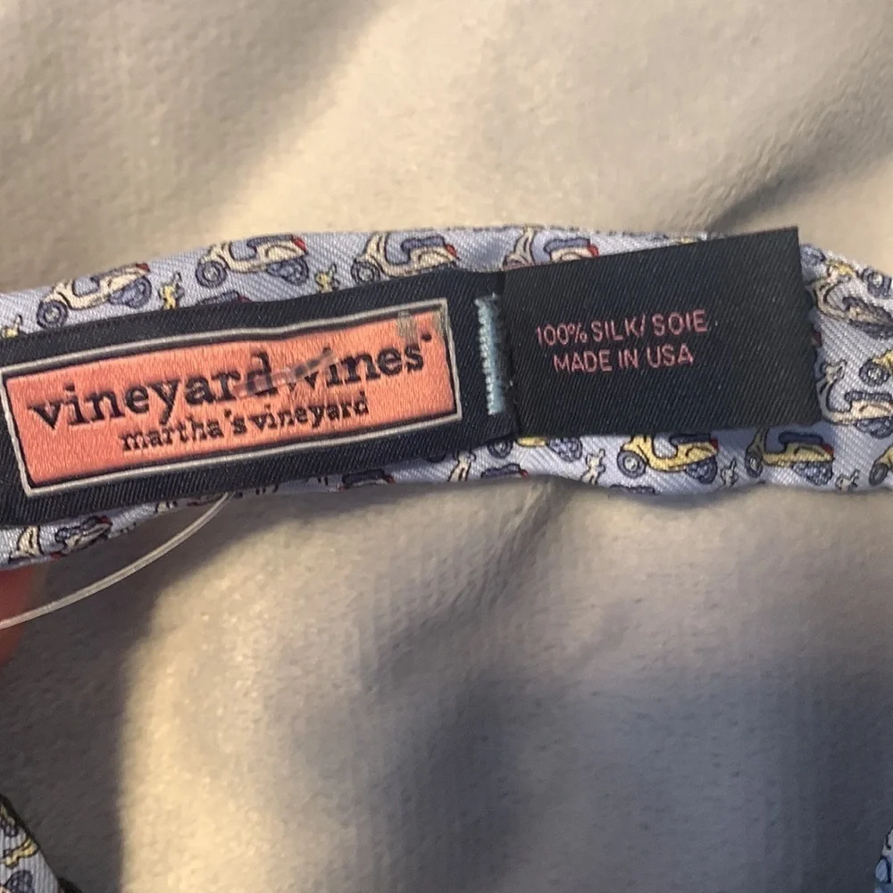 Vineyard vines boys light blue yellow white scooter moped Vespa silk size 49